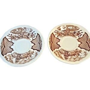 2 Fair Winds Brown by Meakin, Alfred Saucers Brown Ships & Flower S5